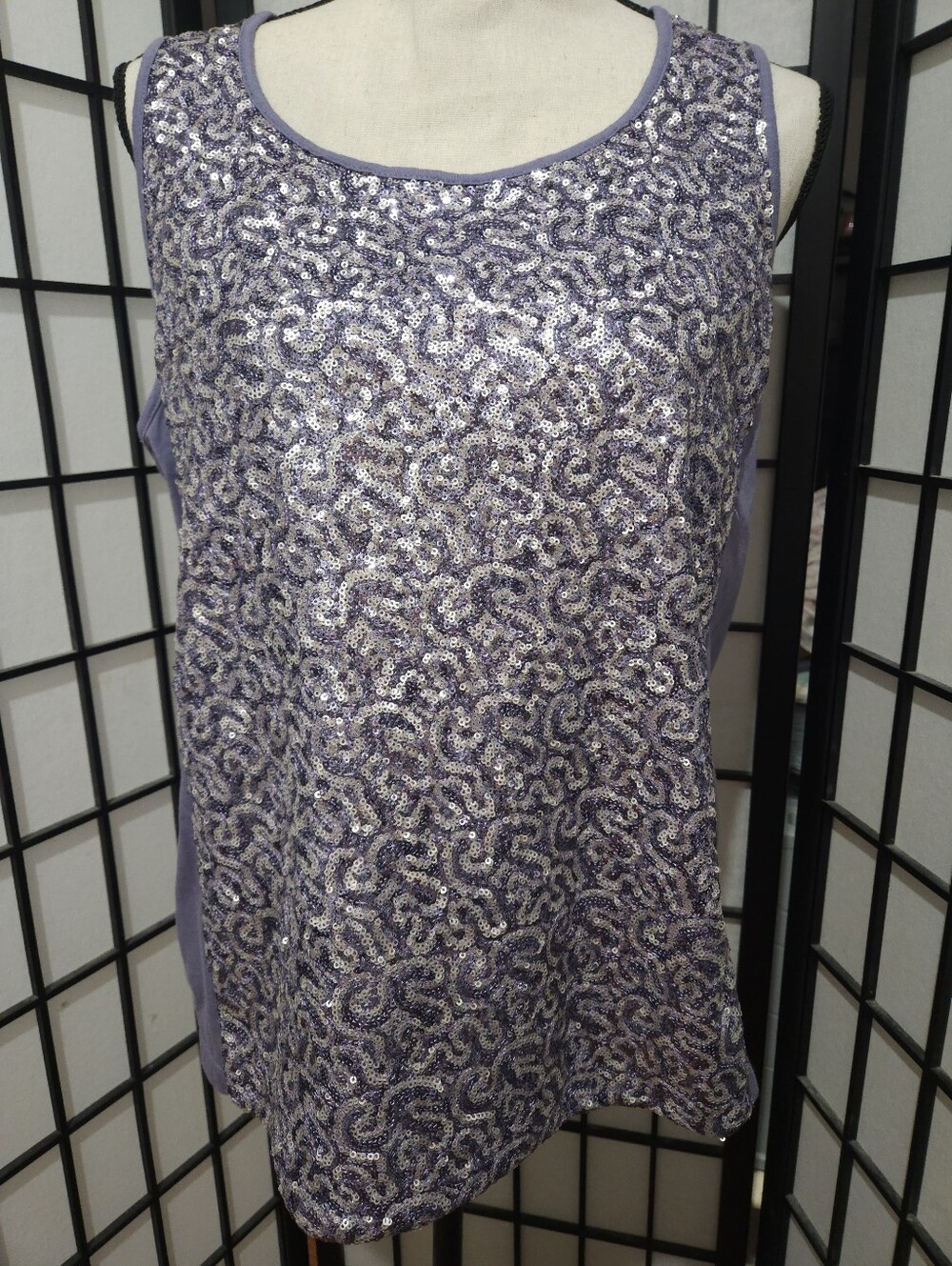 Chico's Size 2 (Large/12)  Dark & Light Purple Sequin Tank Top